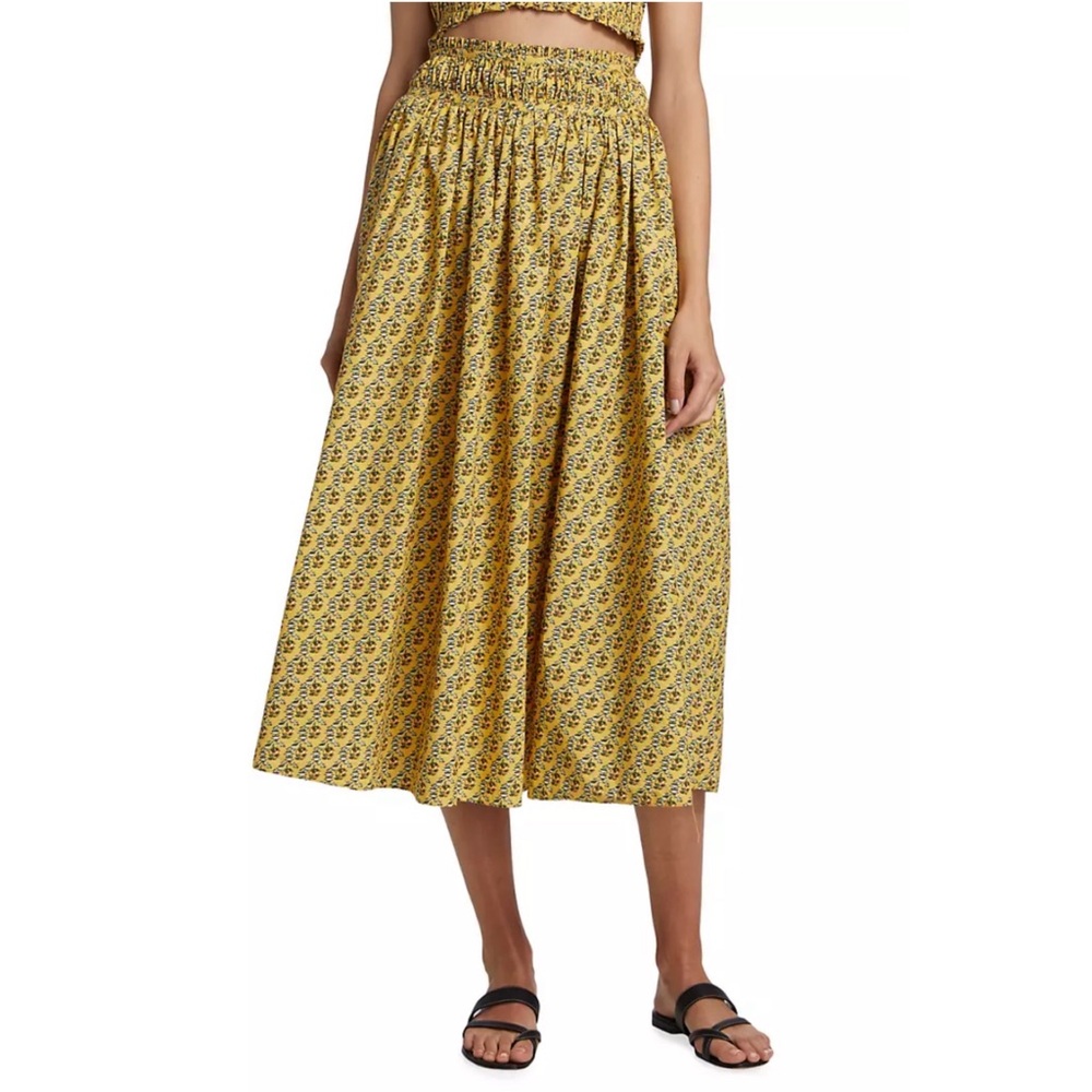 Rhode Pooja Cotton-Poplin Floral Print Midi Skirt NWT Size L